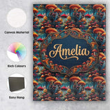 Personalised Name Vibrant Fantasy Mushroom Custom  Unique Gift Idea Elegant Feature Canvas Wall Art Print Decor Picture Ready to Hang