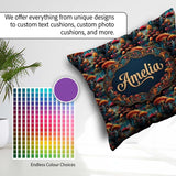 Custom Name Vibrant Fantasy Mushroom Landscape Seamless Pattern Square Filled Cushion Throw Pillow Sofa Bed Home Decor Zip Washable UK Made