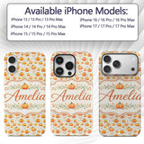Watercolor Pumpkins Autumn Harvest Printed Design Custom Name Protective Phone Case Mobile Cover Durable Everyday Smartphone Shock Resistant