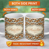 Personalized Custom Name Rustic Pumpkin Patch Seamless Pattern Autumn Harvest Farm Custom 11oz Ceramic Coffee Tea Mug White Large Handle