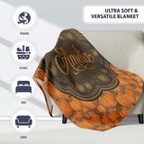 Realistic Orange Pumpkins Seamless Pattern Harvest Season Custom  Personalised Custom Name Super Soft Fleece Blanket Bed Sofa Throw