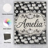 Personalised Name Monochrome Pumpkin Custom Premium Decorative Design Modern Room Accent Canvas Wall Art Print Decor Picture Ready to Hang