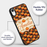 Autumn Pumpkins and Falling Leaves Printed Design Custom Name Protective Phone Case Mobile Cover Durable Everyday Smartphone Shock Resistant