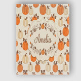 Personalised Name Orange and White Pumpkins Custom  Bespoke Interior Contemporary Canvas Wall Art Print Decor Picture Ready to Hang