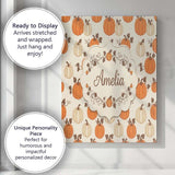 Personalised Name Orange and White Pumpkins Custom  Bespoke Interior Contemporary Canvas Wall Art Print Decor Picture Ready to Hang