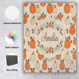 Personalised Name Orange and White Pumpkins Custom  Bespoke Interior Contemporary Canvas Wall Art Print Decor Picture Ready to Hang
