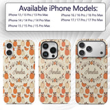 Orange and White Pumpkins with Autumn Leaves Custom Name Protective Phone Case Mobile Cover Durable Everyday Smartphone Shock Resistant