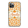 Watercolor Pumpkins and Leaves Seamless Pattern Custom Name Protective Phone Case Mobile Cover Durable Everyday Smartphone Shock Resistant