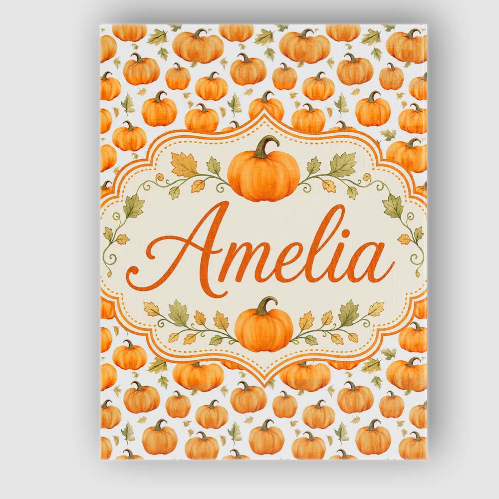 Personalised Name Watercolor Pumpkins and Custom  Unique Gift Idea Elegant Feature Canvas Wall Art Print Decor Picture Ready to Hang