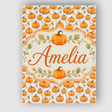 Personalised Name Watercolor Pumpkins and Custom  Unique Gift Idea Elegant Feature Canvas Wall Art Print Decor Picture Ready to Hang