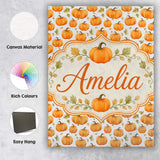 Personalised Name Watercolor Pumpkins and Custom  Unique Gift Idea Elegant Feature Canvas Wall Art Print Decor Picture Ready to Hang