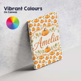 Personalised Name Watercolor Pumpkins and Custom  Unique Gift Idea Elegant Feature Canvas Wall Art Print Decor Picture Ready to Hang