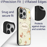Cute Woodland Deer Fox Mushroom Seamless Pattern Custom Name Protective Phone Case Mobile Cover Durable Everyday Smartphone Shock Resistant