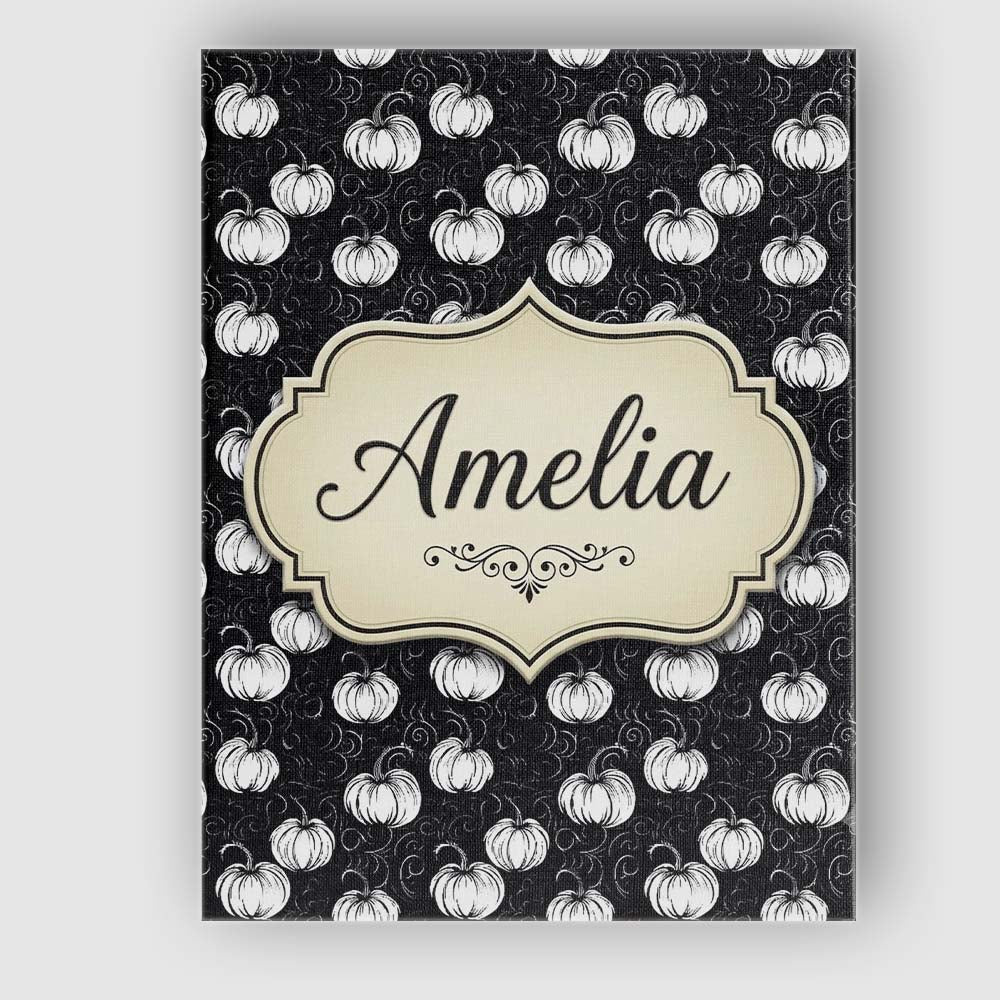 Personalised Name Monochrome White Pumpkins Custom  Bespoke Interior Contemporary Canvas Wall Art Print Decor Picture Ready to Hang