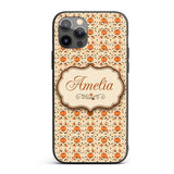 Autumn Pumpkins and Swirling Leaves Seamless Custom Name Protective Phone Case Mobile Cover Durable Everyday Smartphone Shock Resistant