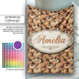 Rustic Harvest Pumpkins Cluster Seamless Pattern Dark Background  Personalised Custom Name Super Soft Fleece Blanket Bed Sofa Throw