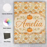 Personalised Name Neutral Tone Pumpkins Mix Custom  Bespoke Interior Contemporary Canvas Wall Art Print Decor Picture Ready to Hang