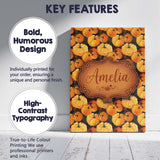 Personalised Name Painterly Pumpkin Harvest Custom  Bespoke Interior Contemporary Canvas Wall Art Print Decor Picture Ready to Hang