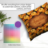 Custom Name Painterly Pumpkin Harvest Pattern Rich Autumn Colors Square Filled Cushion Throw Pillow Sofa Bed Home Decor Zip Washable UK Made