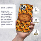 Painterly Pumpkin Harvest Seamless Pattern Rich Custom Name Protective Phone Case Mobile Cover Durable Everyday Smartphone Shock Resistant