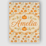 Personalised Name Soft Watercolor Pumpkins Custom  Unique Gift Idea Elegant Feature Canvas Wall Art Print Decor Picture Ready to Hang