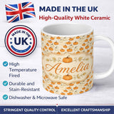 Personalized Custom Name Soft Watercolor Pumpkins in Orange and White Seamless Pattern Light 11oz Ceramic Coffee Tea Mug White Large Handle