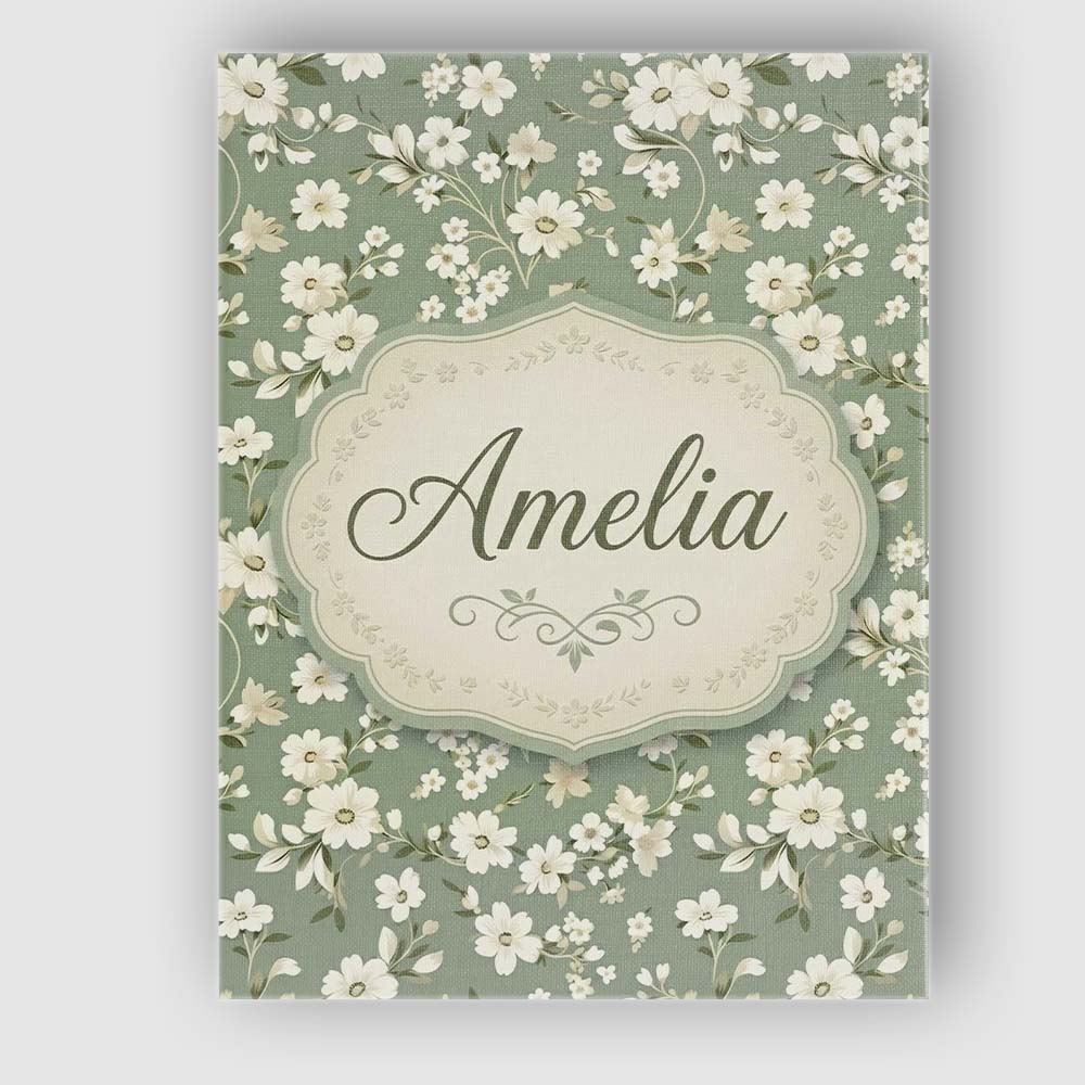 Personalised Name Elegant White Floral Custom  Unique Gift Idea Modern Room Accent Canvas Wall Art Print Decor Picture Ready to Hang