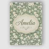 Personalised Name Elegant White Floral Custom  Unique Gift Idea Modern Room Accent Canvas Wall Art Print Decor Picture Ready to Hang