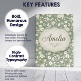 Personalised Name Elegant White Floral Custom  Unique Gift Idea Modern Room Accent Canvas Wall Art Print Decor Picture Ready to Hang