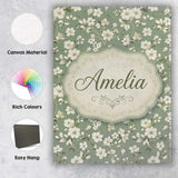 Personalised Name Elegant White Floral Custom  Unique Gift Idea Modern Room Accent Canvas Wall Art Print Decor Picture Ready to Hang