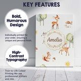 Personalised Name Cute Woodland Deer Fox Custom  Unique Gift Idea Elegant Feature Canvas Wall Art Print Decor Picture Ready to Hang