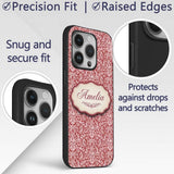 Vintage Red Toile Floral Birds and Fruit Seamless Custom Name Protective Phone Case Mobile Cover Durable Everyday Smartphone Shock Resistant