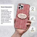 Vintage Red Toile Floral Birds and Fruit Seamless Custom Name Protective Phone Case Mobile Cover Durable Everyday Smartphone Shock Resistant
