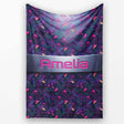 Neon Geometric Lines Abstract Pattern Dark Background Futuristic  Personalised Custom Name Super Soft Fleece Blanket Bed Sofa Throw