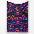 Retro Neon Mountain Shapes Seamless Pattern Vibrant Abstract  Personalised Custom Name Super Soft Fleece Blanket Bed Sofa Throw