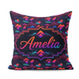 Custom Name Retro Neon Mountain Shapes Seamless Pattern Abstract Square Filled Cushion Throw Pillow Sofa Bed Home Decor Zip Washable UK Made