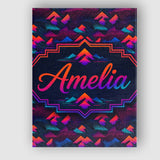 Personalised Name Retro Neon Mountain Custom Modern Room Accent Creative Decorator Style Canvas Wall Art Print Decor Picture Ready to Hang
