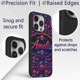 Retro Neon Mountain Shapes Decorative Design Custom Name Protective Phone Case Mobile Cover Durable Everyday Smartphone Shock Resistant
