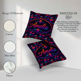 Custom Name Retro Neon Mountain Shapes Seamless Pattern Abstract Square Filled Cushion Throw Pillow Sofa Bed Home Decor Zip Washable UK Made