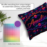 Custom Name Retro Neon Mountain Shapes Seamless Pattern Abstract Square Filled Cushion Throw Pillow Sofa Bed Home Decor Zip Washable UK Made