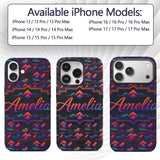 Retro Neon Mountain Shapes Decorative Design Custom Name Protective Phone Case Mobile Cover Durable Everyday Smartphone Shock Resistant