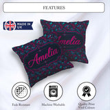 Custom Name Cyberpunk Circuit Geometric Pattern Teal and Magenta Square Filled Cushion Throw Pillow Sofa Bed Home Decor Zip Washable UK Made
