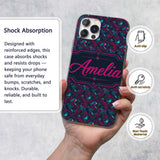 Cyberpunk Circuit Style Geometric Pattern Teal Custom Name Protective Phone Case Mobile Cover Durable Everyday Smartphone Shock Resistant