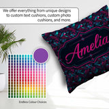 Custom Name Cyberpunk Circuit Geometric Pattern Teal and Magenta Square Filled Cushion Throw Pillow Sofa Bed Home Decor Zip Washable UK Made
