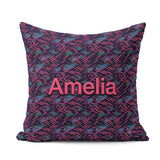 Custom Name Abstract Neon Zigzag Texture Pattern Dark Background Square Filled Cushion Throw Pillow Sofa Bed Home Decor Zip Washable UK Made