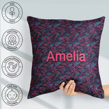 Custom Name Abstract Neon Zigzag Texture Pattern Dark Background Square Filled Cushion Throw Pillow Sofa Bed Home Decor Zip Washable UK Made