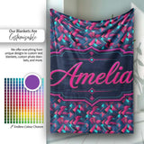 Abstract Neon Polygon Shapes Pattern Dynamic Geometric Seamless  Personalised Custom Name Super Soft Fleece Blanket Bed Sofa Throw