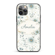 Blue Floral Moon Seamless Pattern Printed Design Custom Name Protective Phone Case Mobile Cover Durable Everyday Smartphone Shock Resistant