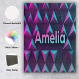 Personalised Name Vibrant Neon Triangular Custom  Unique Gift Idea Elegant Feature Canvas Wall Art Print Decor Picture Ready to Hang