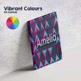 Personalised Name Vibrant Neon Triangular Custom  Unique Gift Idea Elegant Feature Canvas Wall Art Print Decor Picture Ready to Hang